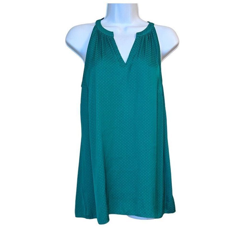 CAbi 5549 Green Lush Swiss Polka Dot Sleeveless Blouse Women's Small